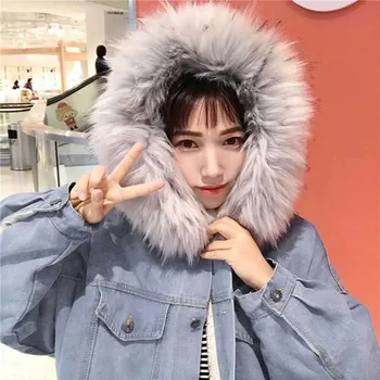 2020 zima jesen novi korejski gusta topla krzna ovratnik Ženska traper jakna besplatne kratke ružičasto-sivi kaput s kapuljačom ženska jakna-бомбер