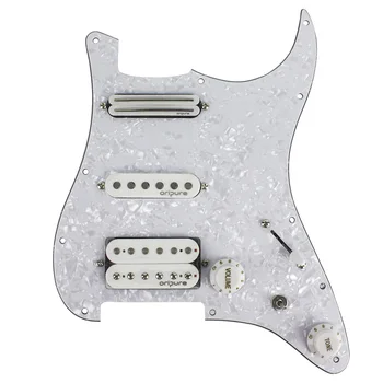 OriPure Loaded Prewired Electric Guitar Pickguard Set 4Ply Alnico 5 pickups za gitaru FD Pipdog Style, White Pearl