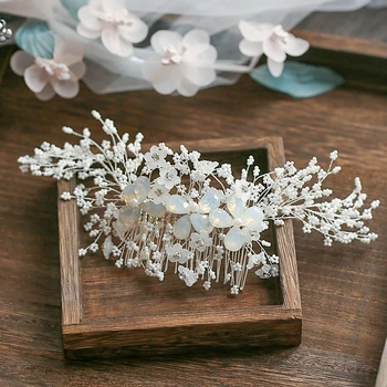 Jonnafe zlato srebro boja cvjetne češalj za kosu nevjesta sitnim perlicama svadbeni nakit za kosu pribor ručni žični svadbena frizura