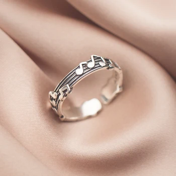 Модиан stare glazbene znakove i sa štapom otvorene podesiva 925 sterling silver prsten za žene jednostavno prsten originalni fin nakit