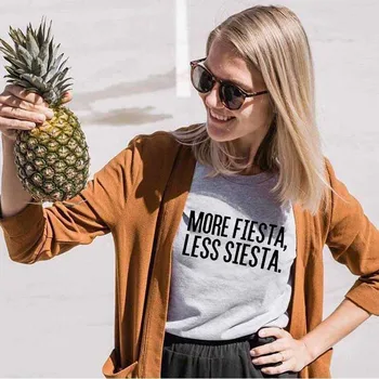 Više Fešta manje siesta novi dolazak tiskanih ženski ljeto smiješno random pamuk majice španjolski pismo majice