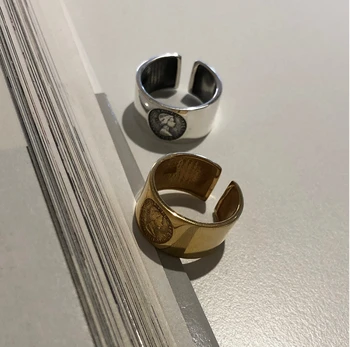 Сильвология srebra 925 carica prsten otiskivanje slika kreativni temperament otvoreni prsten za žene 925 Prijateljstvo nakit poklon