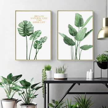 Nordic Green Plant Painting Minimalistički Biljka Пейзажная Slikarstvo Dnevni Boravak Home Decor Wall Art Print Unframed Poster