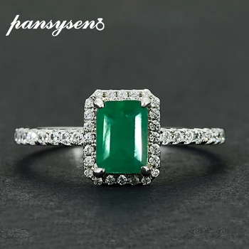 PANSYSEN Solid 925 sterling srebra 5x7 mm Emerald dragulj prstena za žene i djevojčice maleni stranke vjenčanje veleprodaja naftnih nakit darove