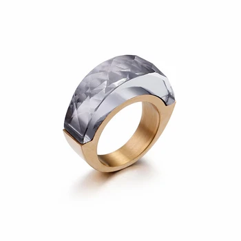Bugarska Zlato Prstenje Od Nehrđajućeg Čelika Za Žene Češka Bijelo Staklo Kamen Prstena Za Djevojčice, Veličina 6-9 Stranka Nakit Prstenje