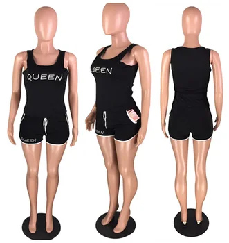 BKLD QUEEN Letter Print sportski kostimi ženski komplet od dva dijela 2020 ljeto nova moda Majica i kratke hlače skup crna casual 2 kom. odjeću