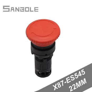 XB7-ES545 грибовидная krunica hitne stop tipke prekidač plastičnih otvoreno otvor 22 mm silver kontakt cijele crveni prekidač (2 komada)