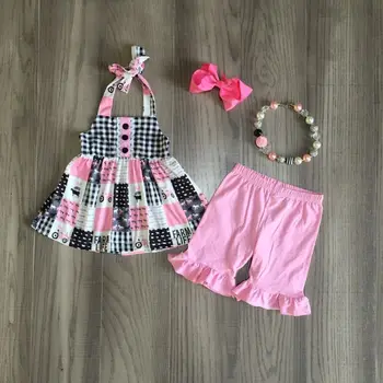 Baby girls summer farm outfits girls pokrivač top čvrste ružičaste hlače girls truck outfits with accessories