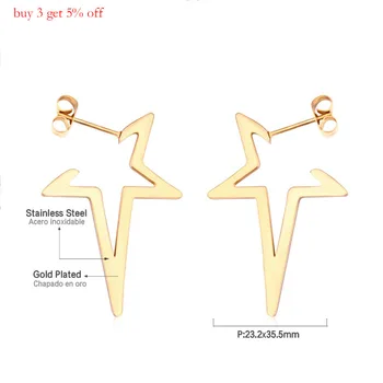 LUXUKISSKIDS Star Earrings Kap Earring 2020 Gold Color Stainless Steel Korean Earings Set For Women Fashion Jewelry pendientes
