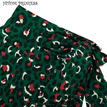 HITOM PRINCESS Leopard High Waist suknje žene 2 kom. Komplet usne tiskanje majica i duga suknja kompleti od dva dijela odjeće vanjska odjeća