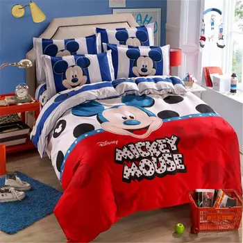Crveno plave Mickey Mouse deka duvet pokriva pune veličine komplet posteljinu za dječji vrtić dječja posteljina Kraljica veo Disney print