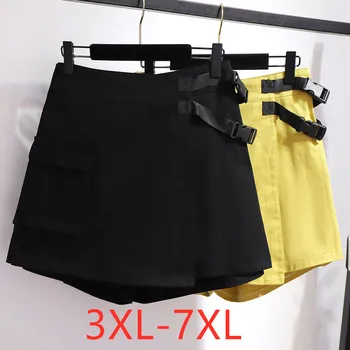 Novi 2021 ljeto plus size kratke hlače za žene velike besplatni povremeno brišući noge pamuk džep kratke hlače crna žuta 3XL 4XL 5XL 6XL 7XL