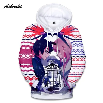 Aikooki popularne anime 3D ispis hoodies draga u Franxx 3D s kapuljačom muški ženski veste neutralna ulične casual odjeća