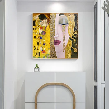Gustav Klimt Poljubac i suze Zlatni platnu slike na zidu umjetničkih plakata i graviranje Klimt poznate umjetničke slike Kućni Dekor