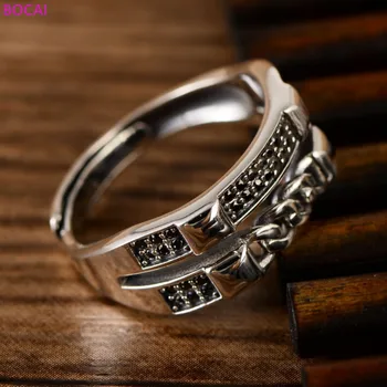 BOCAI S925 sterling silver prsten za muškarce i žene 2020 nova moda tajlandski srebrna ženska dvostruki krug otvoren podesiv prsten
