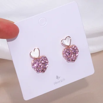 Nova Moda Bling Moda Slatki Crystal Double Srce Naušnice Za Žene Romantične Ružičaste Crystal Srce Naušnice, Elegantan Seksi Jewelr