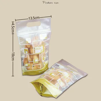 LBSISI Life 50pcs Food Zipier Bag Grid Candy Cookie Plastic Poklon Packaging Bag Cactus Hand Hold Biscuits Wedding Decoration