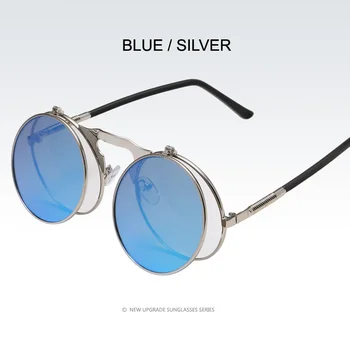 2020 steampunk sunčane naočale cijele metal žene Stil retro flip kružni dual metal sunčane naočale muškarci krug sunčane naočale