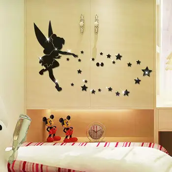 3D ogledalo naljepnice za zid akril DIY ukrasne Vila Anđeo ukrasne djeca spavaća soba ukras kuće fantazija zanat naljepnica