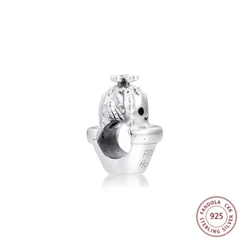 Pogodan Pandora narukvica 925 sterling srebra Besplatne zagrljaje kaktus ovjes perle žene DIY izrada nakita Charmsy na veliko