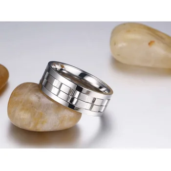Jedinstveni dvostruko nazubljeni спиннер prsten za muškarce 9 mm od nehrđajućeg čelika anel masculino srebrne boje