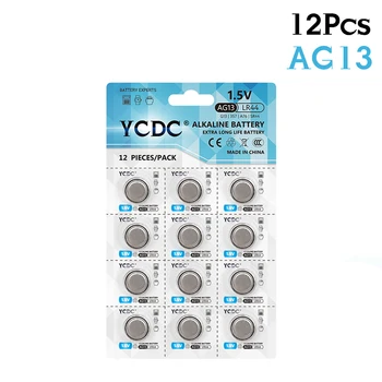 60pcs/5Card YCDC AG 13 Button Baterija 1.5 V SR44SW L1154 RW82 RW42 LR44 357 AG13 Coin Cell Batteries for Watch Kalkulator igračke