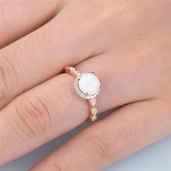 BOAKO Luxury Female Fashion White Fire Opal ovalno плетеное prsten vjenčanja vjenčani nakit za žene Ženski Valentinovo B05