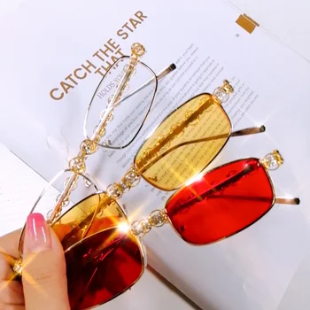 Luksuzni dijamant pravokutni sunčane naočale Žene 2019 novi brend dizajner moda trg muške naočale ženske naočale prozirne leće UV400