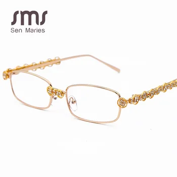 Luksuzni dijamant pravokutni sunčane naočale Žene 2019 novi brend dizajner moda trg muške naočale ženske naočale prozirne leće UV400