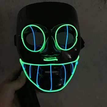 Treperi stranačka maska 2 color mix EL wire sjajna maska PVC LED maska DJ dance party favors battery operate colors cosplay odijelo