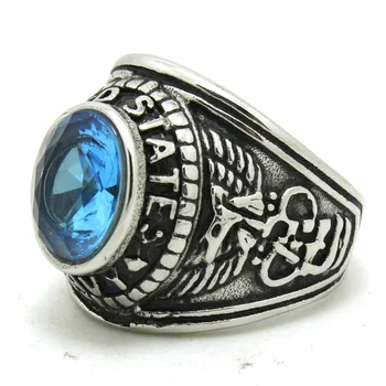 1pc Muške Boy Crystal Bule Stone Ring nehrđajući čelik 316L lijepo партийное prsten