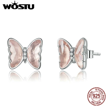 WOSTU trenutno je 925 sterling srebra leptir naušnice kristalni naušnice za žene moda srebrni nakit CQE1013