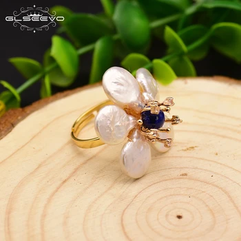 GLSEEVO srebra 925 prirodni slatkovodni Biser cvijet prsten za žene vjenčanje luksuzni fin nakit Anillos GR0232