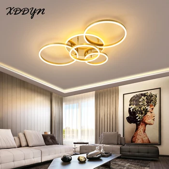 XDDYN Gold/coffee/white frame stropni lampa za dnevni boravak blagovaonica circle ring stropni downlight svjetiljke dimmable