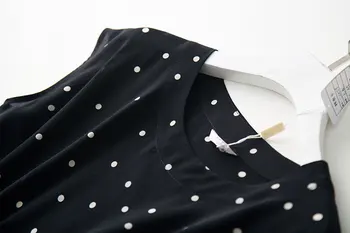 Crno-bijeli Polkadot Dot čipke košulja rub pukotine Bootcut hlače svileni kostim iz dva dijela