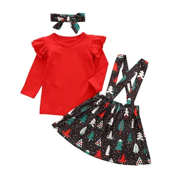 Božićna drvca dijete djevojčica odjeća s punim rukavima kraća suknja dva dijela skup Dječja odjeća djevojke dječja odjeća