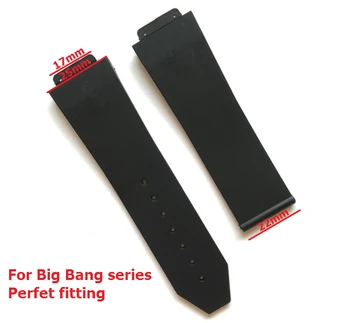 Crni silikon gumeni remen za sat 25*17 mm remena Hublot za BIG BANG autentičan remen za sat logo grupe, na nehrđajućeg bravu opcija