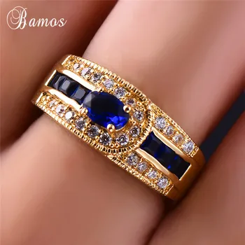 Bamos ženski moda plava puni kameni prsten 18KT žutog zlata prstenje prekrasna vjenčano prstenje za žene vjenčani nakit najbolji pokloni