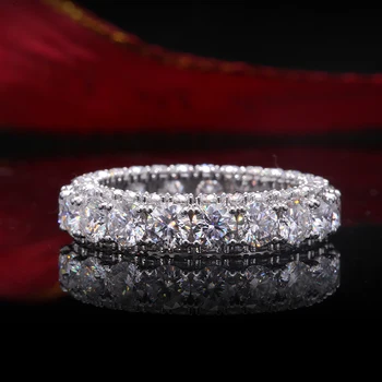 AEAW Solid 10K White gold Luxury 4mm tatol 5ctw-6.5 ctw zaručnički prsten za Vjenčanje Moissanite Full Enternity Diamond Band za žene