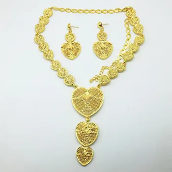 Zlato ženska ogrlica i naušnica setovi za žene Dubai nakit setovi afričke ogrlice nakit setovi naušnice modni nakit svadbeni set