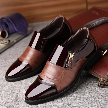 Misalwa Muška Lakirane Kožne Cipele Za Muškarce 2021 Proljeće Munja Oštar Čarapa Svakodnevni Poslovni Formalni Muške Cipele Za Vjenčanje Stranka Dress Shoes