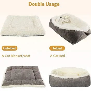 Mekani krevet za kućne ljubimce 2 u 1 mačji gnijezdo vreća za spavanje duga od samta toplo jastuk u vrtić dubok san vodootporan zimski mali tepih za doma psa