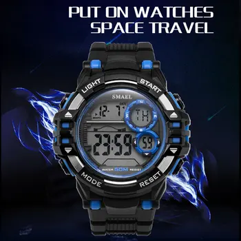 Digitalni Wrsitwatches Sport na otvorenom SMAEL nove sat crni muški sat automatski satovi Modni 1515 vodootporan sportski satovi LED