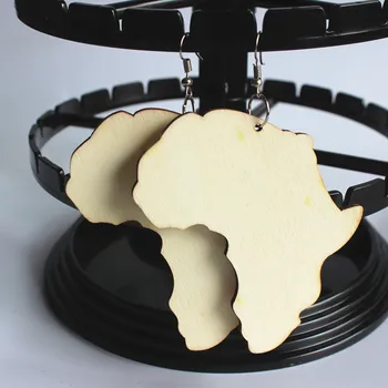 5 Parova Laserski Ugraviran Afro Drvene Naušnice Afrika Domovina Kartica Etnički Plemenski Uzorak Unikatni Nakit Za Crne Žene