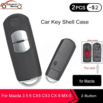 KEYECU 10 kom zamjena 2 gumba daljinskog ključa automobila Shell Case Fob za Mazda 3 5 6 CX-3 CX-5 CX-7 CX-9 MX5 Miata sa umetanjem ključa