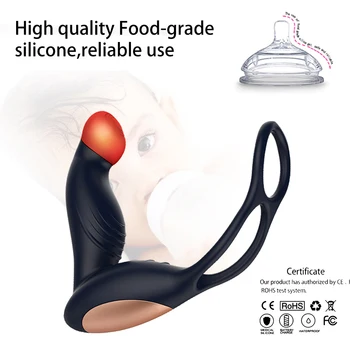 Infracrveni analni dildo vibrator grijanje muški maser prostate USB punjenje вибрационное prsten muške seks igračke za osobe bežični daljinski upravljač