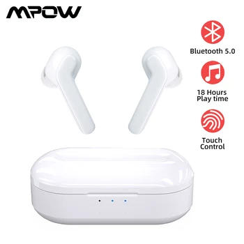 Mpow M21 TWS Bluetooth slušalice 5.0 bežične slušalice 18 sati reprodukcije Tiem za punjenje s antenskim slučaj osjetljiv na dodir za upravljanje slušalice za telefon