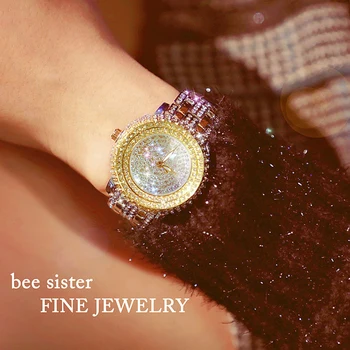 2019 novi luksuzni kristalno sat od nehrđajućeg čelika Bling kvarcni sat gorski kristal ženski satovi satovi ženski ženske haljine ručni sat