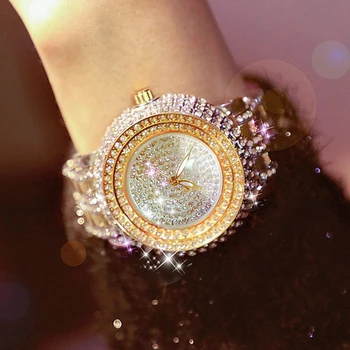2019 novi luksuzni kristalno sat od nehrđajućeg čelika Bling kvarcni sat gorski kristal ženski satovi satovi ženski ženske haljine ručni sat