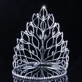22 cm elegantan vjenčanje pribor za kosu stranka Kruna za žene Crystal vjenčanje Crown list krunice Cirkon ukras za kosu nevjesta šlem
